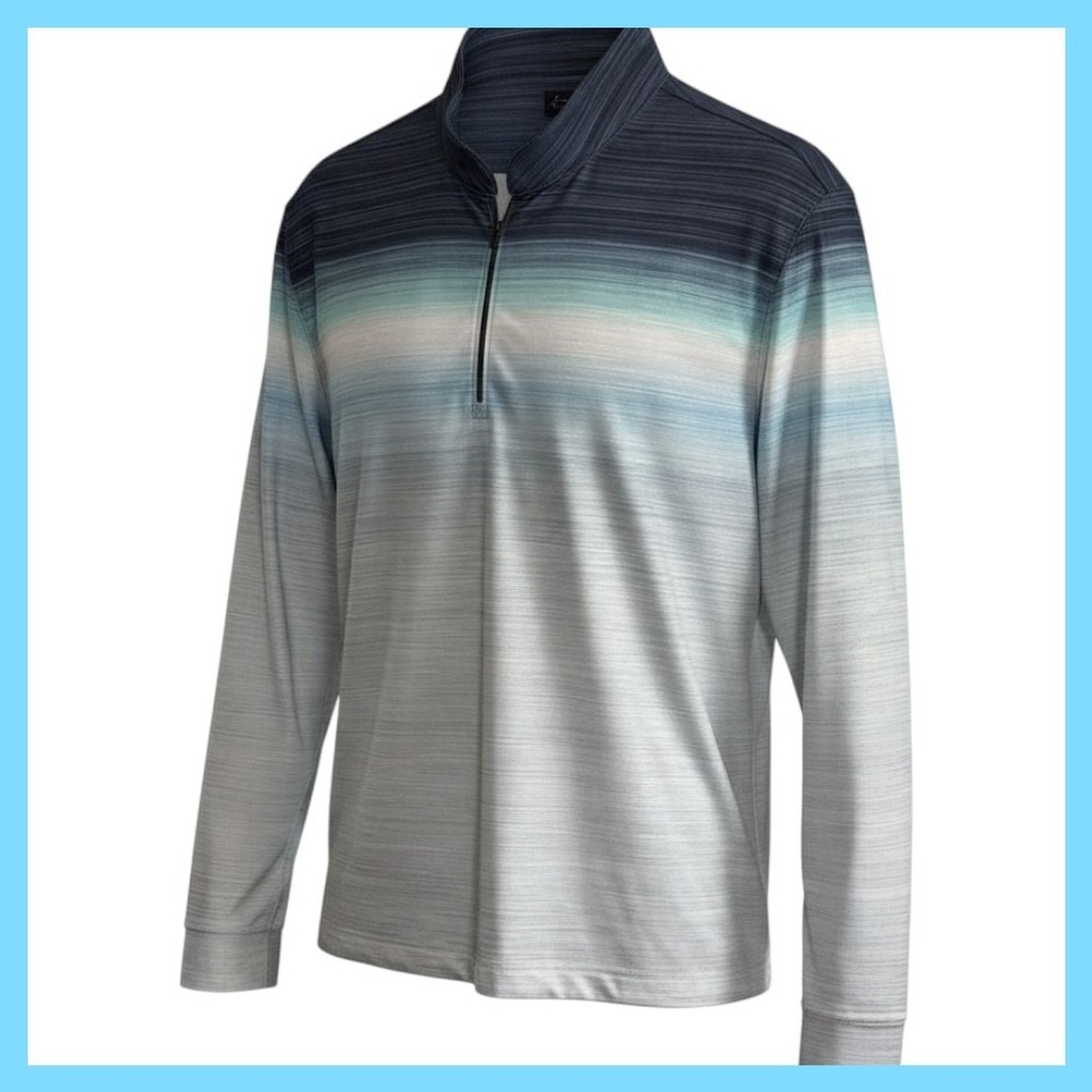NWOT Greg Norman Collection Mens L Blue Ombre Play Dry Quarter Zip Golf Pullover